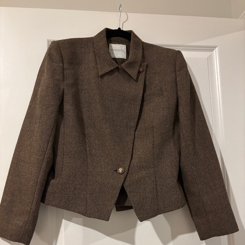 Vintage Doncaster Brown Wool Skirt Suit Set (Blazer + Skirt)